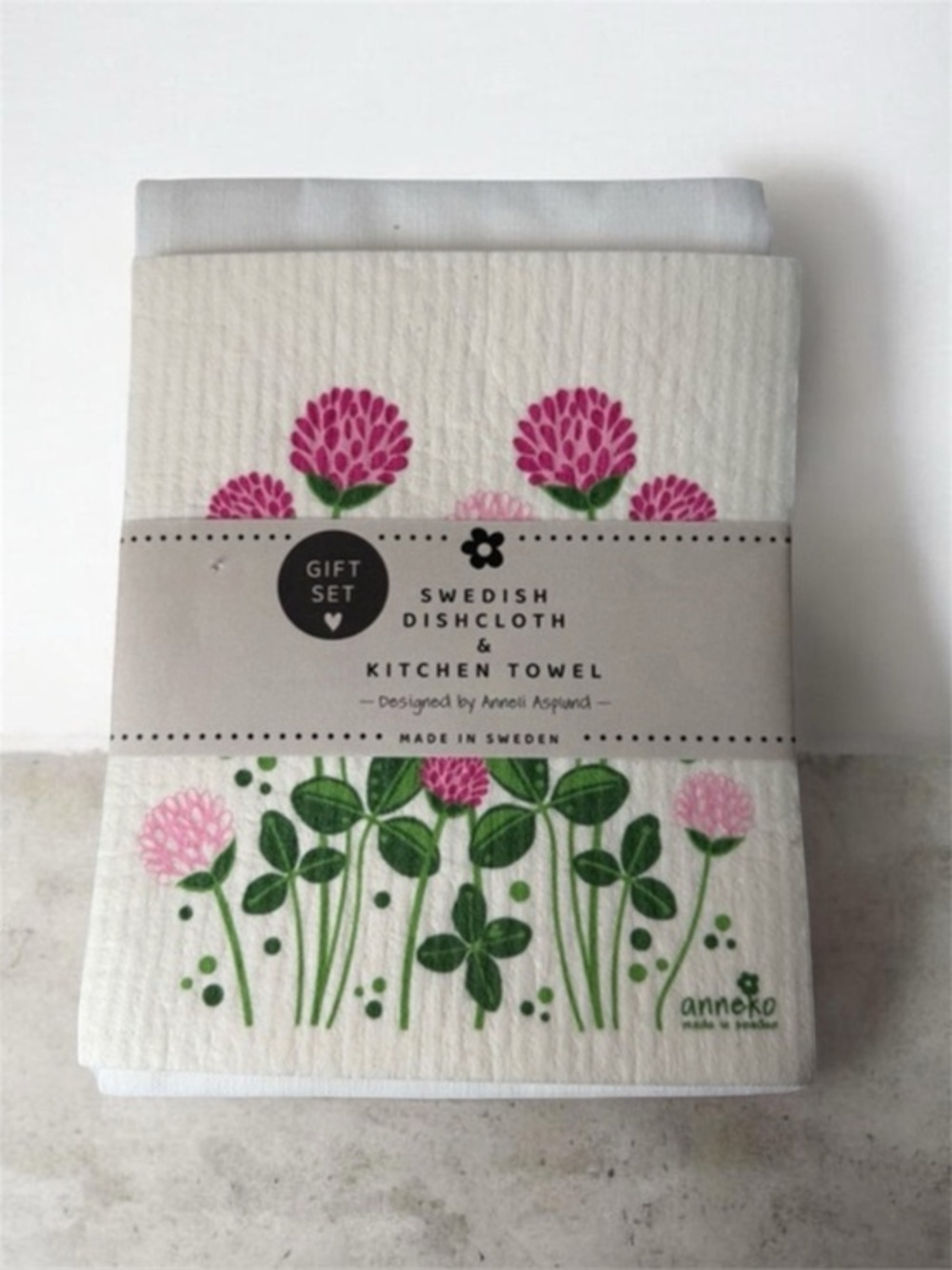 Pink Clover & Green Leaf Kitchen Cloth towel
